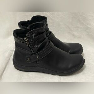 Earth Origins Lilly Womens Black Leather Zipper Ankle Boots booties Sz 8.5